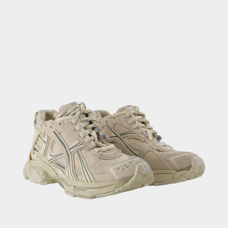 Authentic Balenciaga Cream/Beige Layered Runner Sneakers Balenciaga Runner Beige Black White Sneaker – The Gallery Online main image 4