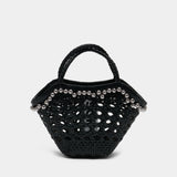 Lip Shopper Bag - Osoi - Raffia - Black