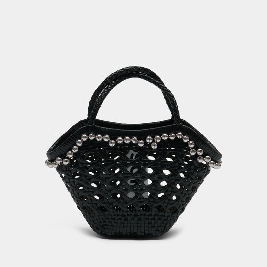 Lip Shopper Bag - Osoi - Raffia - Black