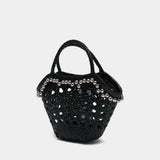 Lip Shopper Bag - Osoi - Raffia - Black