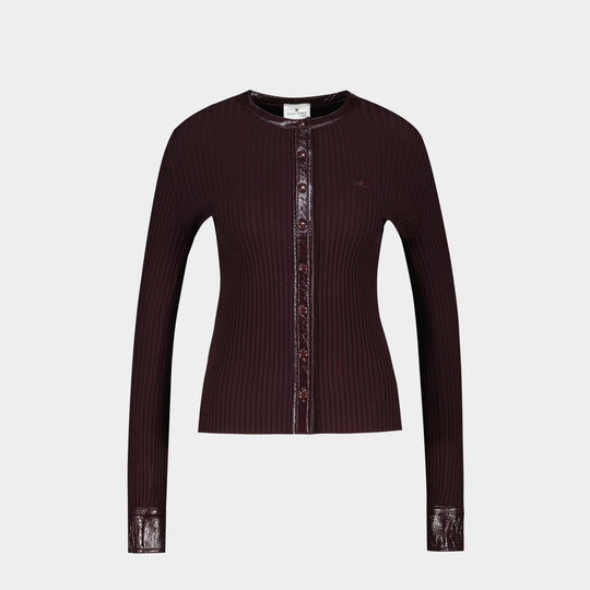 Contrasted Cardigan - Courreges - Wool - Burgundy
