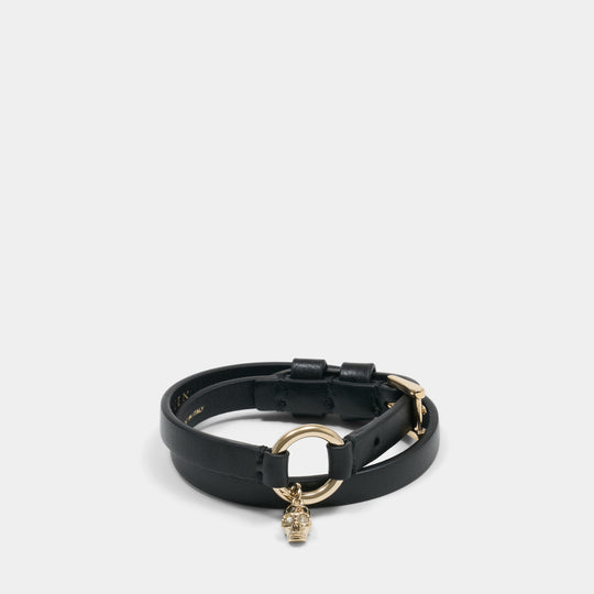Skull Ring Double Wrap Belt - Alexander McQueen - Leather - Black