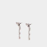 Bow Droplet Earrings - SELF PORTRAIT - Pearls - Silver