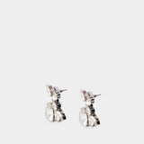 Multi Crystal Cluster Earrings - SELF PORTRAIT - Pearls - Silver