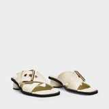Anyway Anyday Sandals in Beige Leather