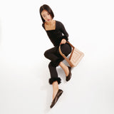 Ballerina Tabi  in Black Leather