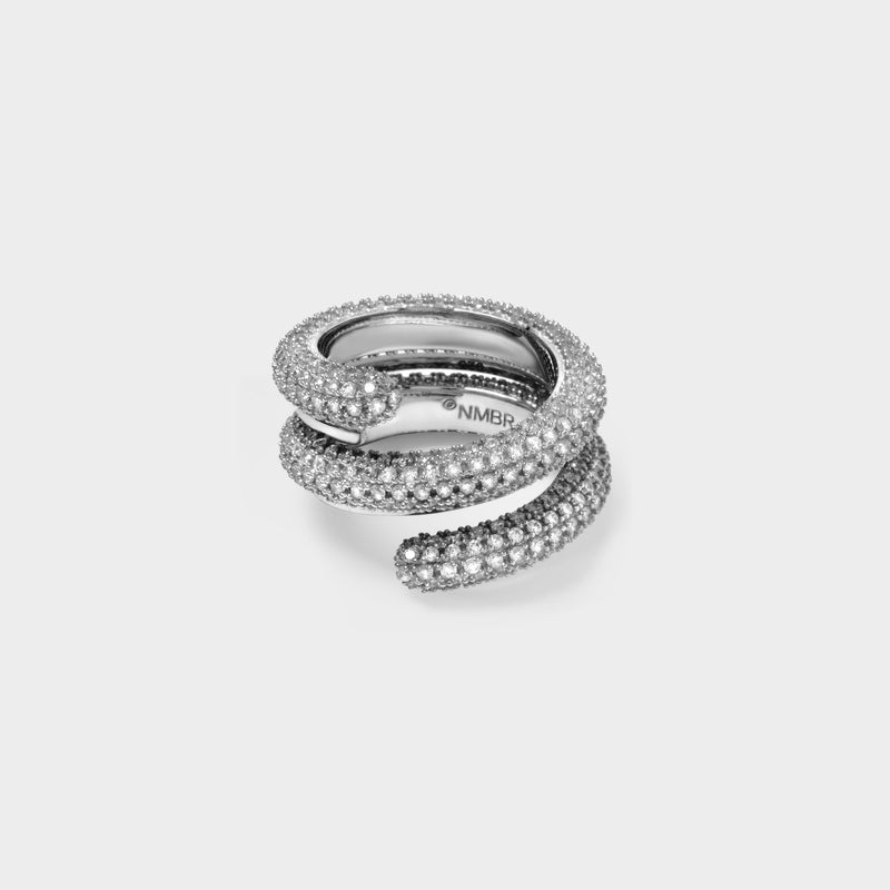 Twisted Solid Pave Ring in Silver