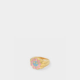 Dazed Flower Ring in Gold Plated Brass Multicoloured