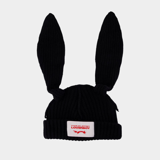 Chunky Rabbit Beanie - Charles Jeffrey Loverboy - Wool - Black