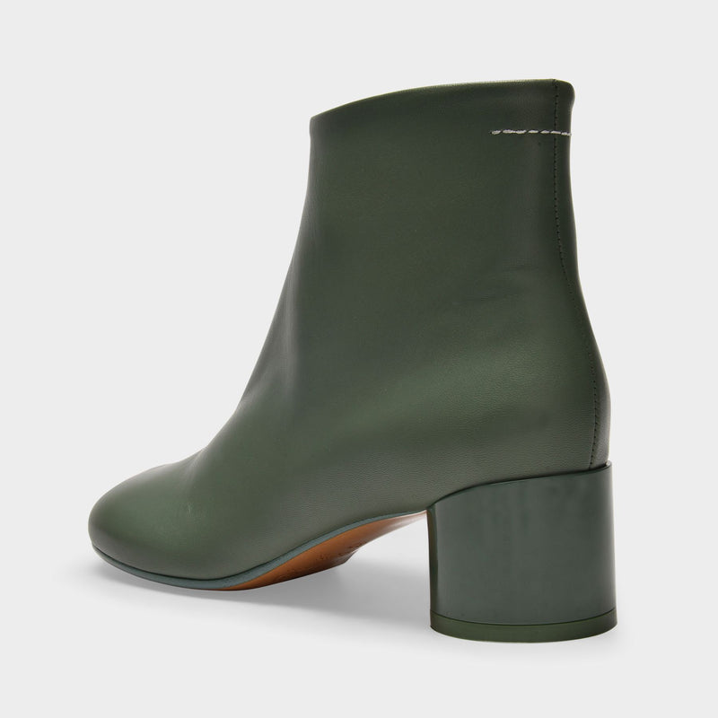 Ankle Boots in Green Leather