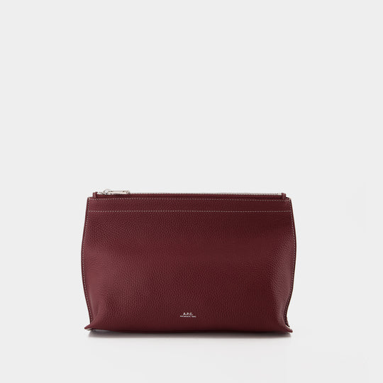 Le Neige Clou Clutch Bag – A.P.C. – Leather – Bordeaux