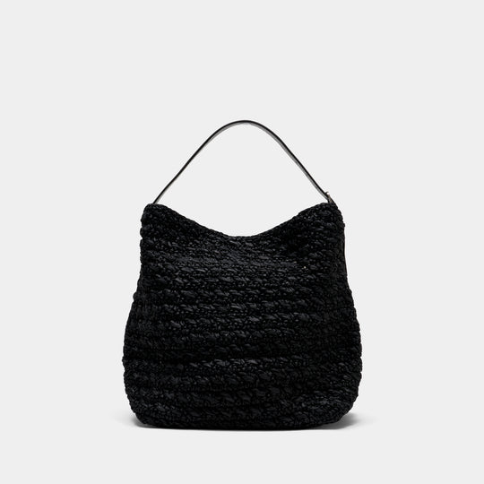 Belted Raffia Shopper Bag - TOTEME - Raffia - Black