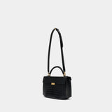 Box Top Handle Purse - TOTEME - Leather - Black