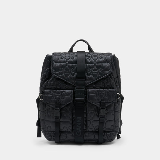 Re Tech Quilted Backpack - Ganni - Synthetic - Black