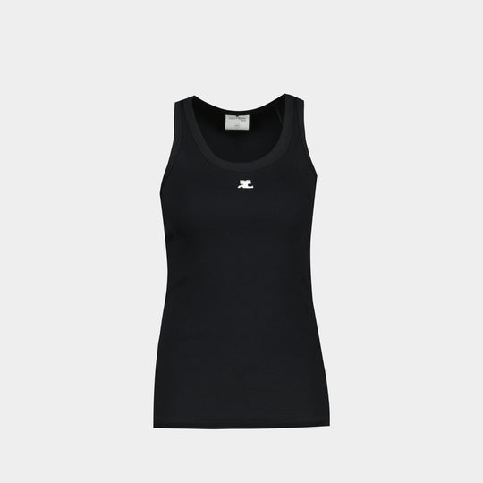 90's Rib T-Shirt - Courreges - Cotton - Black