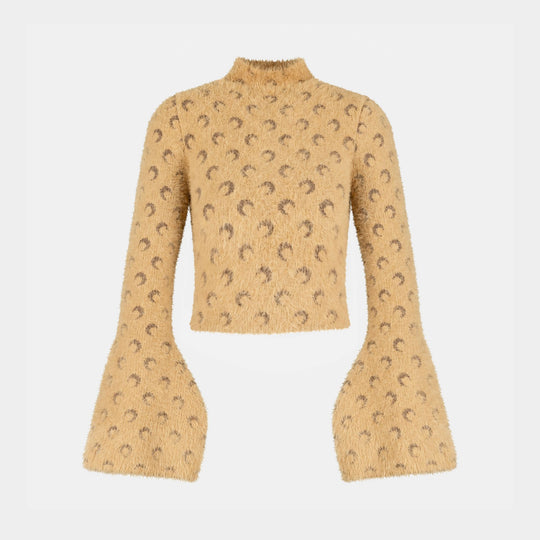 Fluffy Moon High Neck Hoodie - Marine Serre - Cotton - Beige