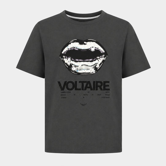 Tommer Tour Lips Strass T-Shirt - Zadig & Voltaire - Cotton - Black