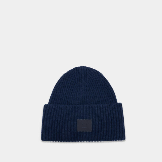 Large Face Logo Beanie - Acne Studios - Wool - Blue