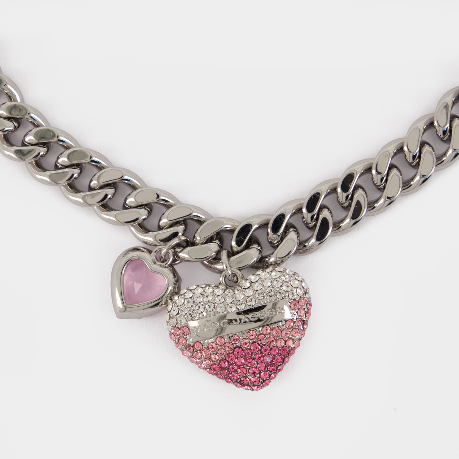 MARC JACOBS ハート バルーン パヴェ ネックレス シルバー ピンク Heart Balloon Pave Necklace - Marc Jacobs - Metal - Silver