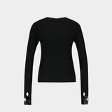 Contrasted Cardigan - Courreges - Wool - Black