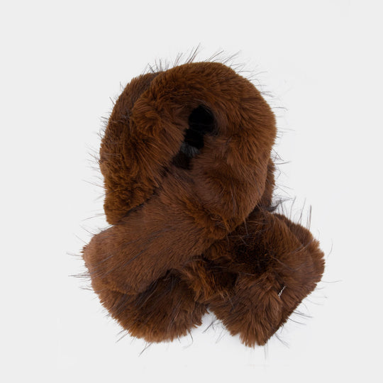 Straight Pile Stola Scarf - Ganni - Synthetic - Brown