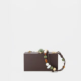 The Backgammon Clutch - Cult Gaia - Leather - Brown