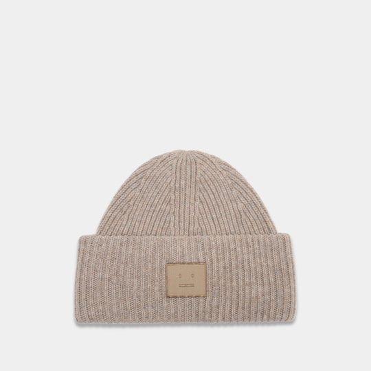 Face À Logo Beanie - Acne Studios - Wool - Beige