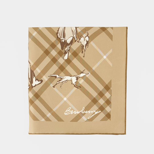 90x90 Scarf - Burberry - Silk - Beige