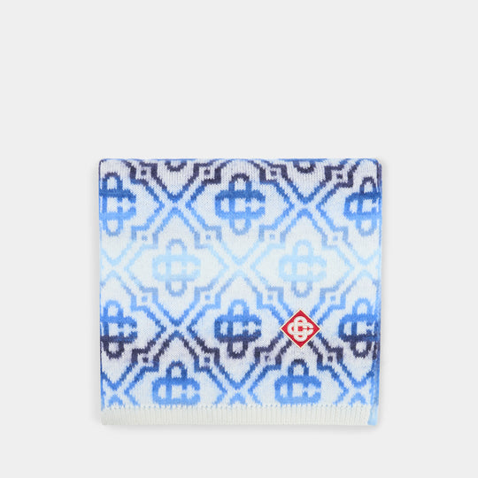 Space Dye Monogram Scarf - Casablanca - Wool - Blue