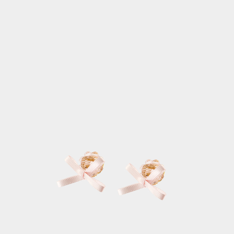 Petite Bow Daisy Earrings - Simone Rocha - Crystal - Pink