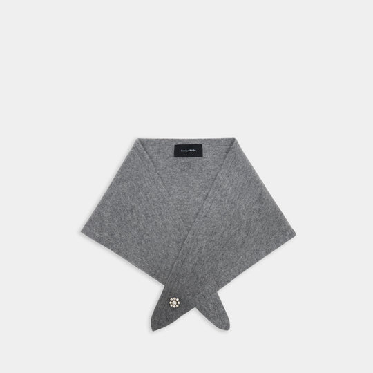 Cashmere Neckerchief W/ Emb Scarf - Simone Rocha - Cashmere - Grey