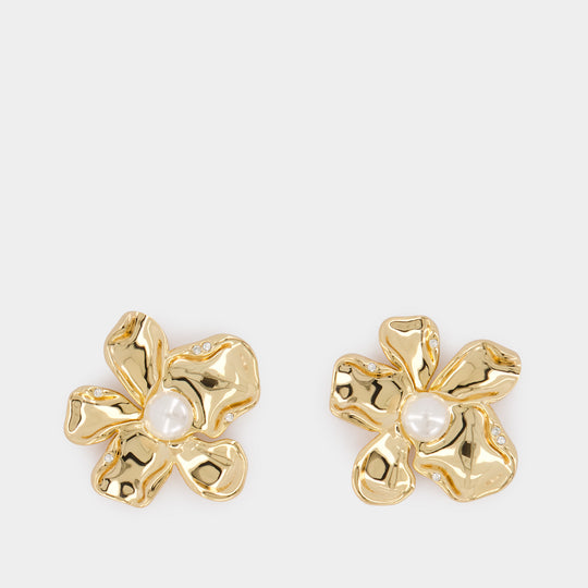 Pearl Flower Earrings - SELF PORTRAIT - Metal - Gold