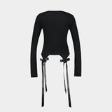 Bow Tail Easy Long Sleeve T-Shirt - Simone Rocha - Synthetic - Black