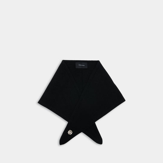 Cashmere Neckerchief W/ Emb Scarf - Simone Rocha - Cashmere - Black