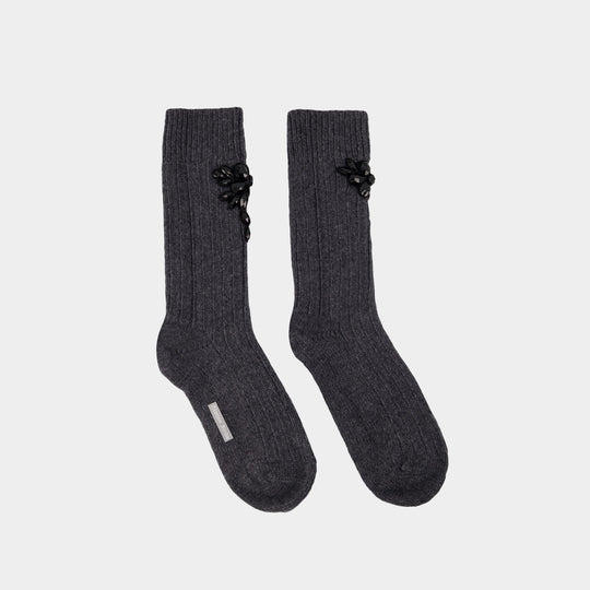 Chunky Ankle Socks - Simone Rocha - Wool - Grey