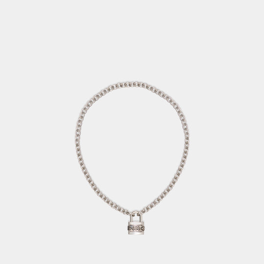 Bb Padlock Necklace - Balenciaga - Metal - Silver