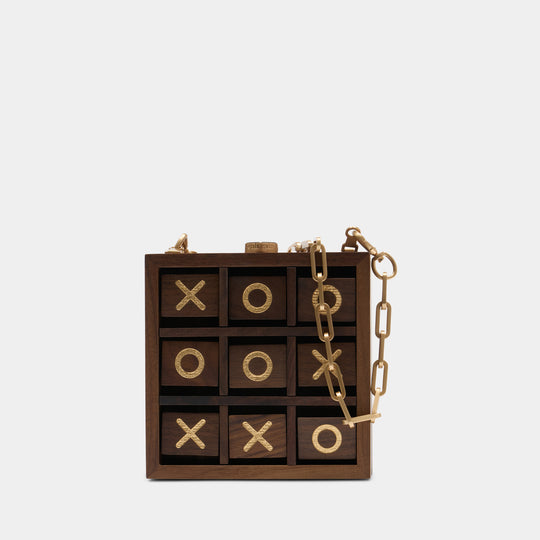 Tic Tac Toe Clutch Bag - Cult Gaia - Wood - Brown
