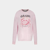 Basic Longsleeve Crab Sweatshirt - Ganni - Cotton - Pink