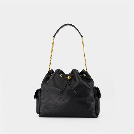 Charlie Large Shoulder Bag - Tory Burch - Leather - Black