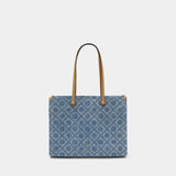 T-Monogram Shopper Bag - Tory Burch - Cotton - Blue
