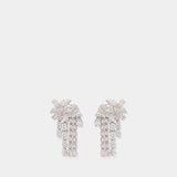 Crystal Dangle Earrings - SELF PORTRAIT - Pearls - Silver