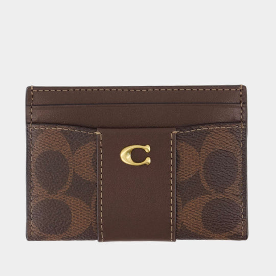 Signature Essential Card Holder - Coach - Canvas - Brown