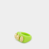 Lime Knuckle Duster Ring in Yellow PVC