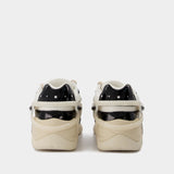 Cylon-21 Sneakers in Ivory and Black Leather