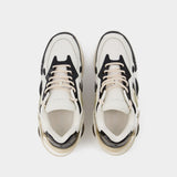 Cylon-21 Sneakers in Ivory and Black Leather