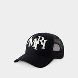 Staggered Logo Trucker Cap - Amiri - Cotton - Black