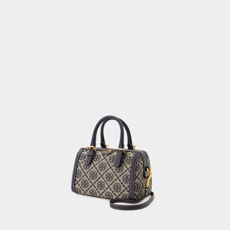 T Monogram Petite Barrel Bag - Tory Burch - Cotton - Tory Navy