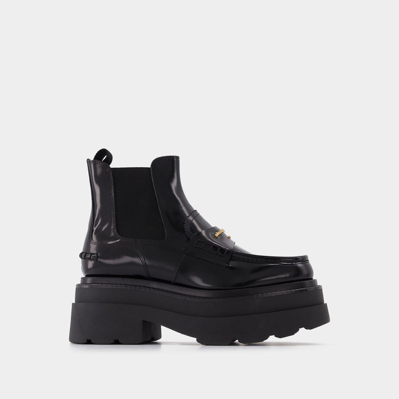Carter 75 Platform Boots in Black Leather