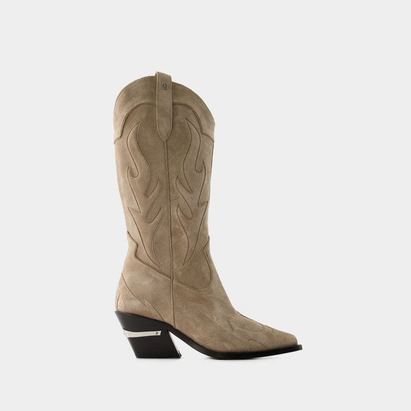 Mid Calf Tania Boots - Anine Bing - Leather - Taupe