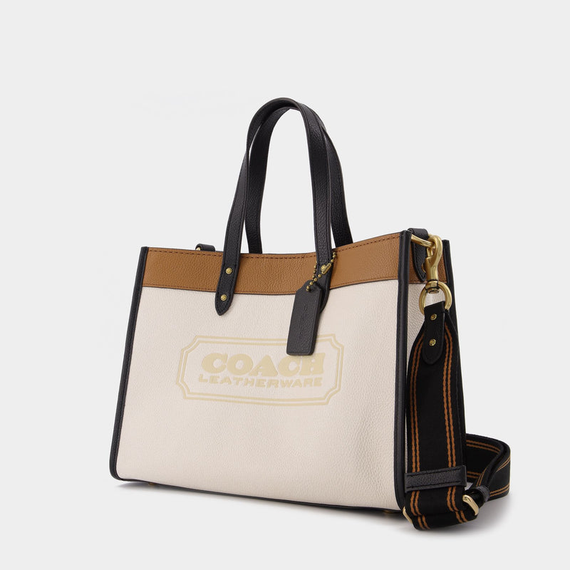 COACH Signature Logo Colorblock Leather Badge Field Tote Bag